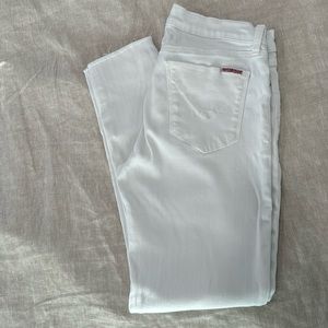Hudson Krista Super Skinny Raw Hem Ankle Jeans White